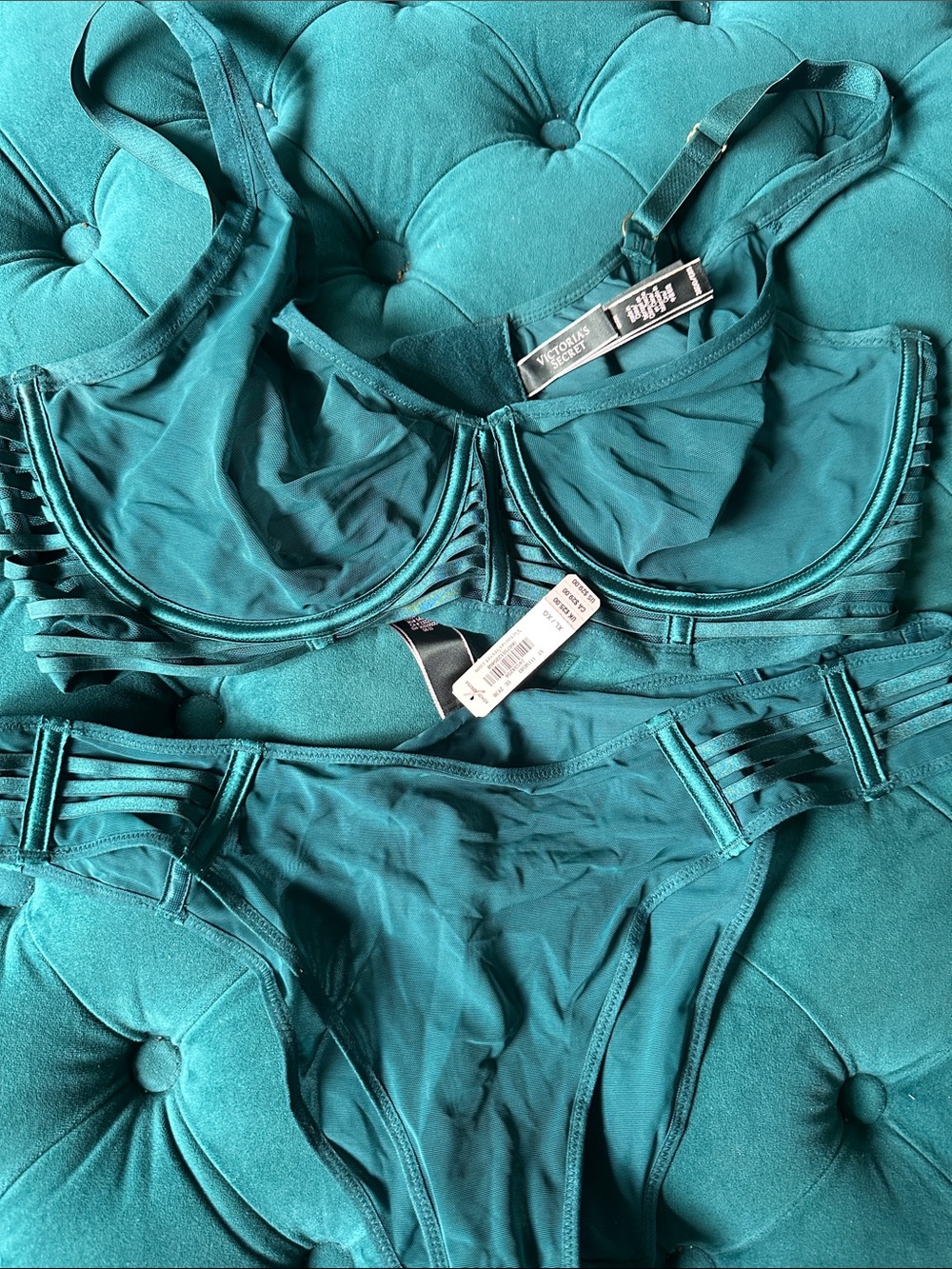 Victoria's Secret Teal Lattice-Trim Underwire Bra & Bikini Set